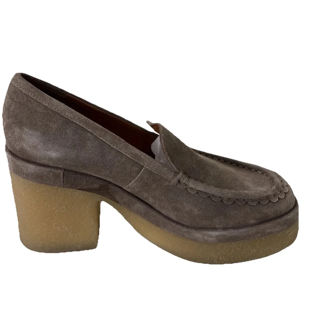 Marc Fisher Lina Platform Loafer Size 11 Suede Tan Slip On Shoes Academia Preppy
